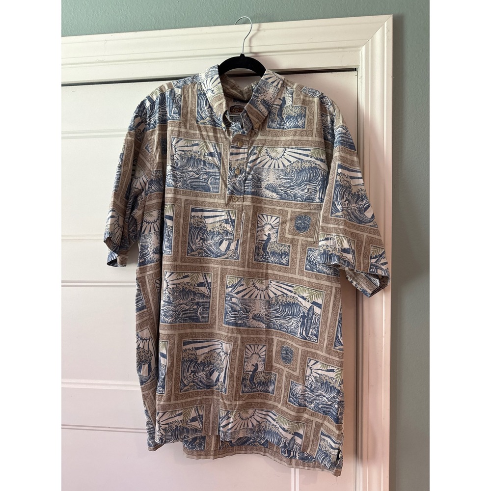 Men's Reyn Spooner Shirt 2X Pullover Eddy Y Art Tiki Hawaiian Woody XXL Big Ryan